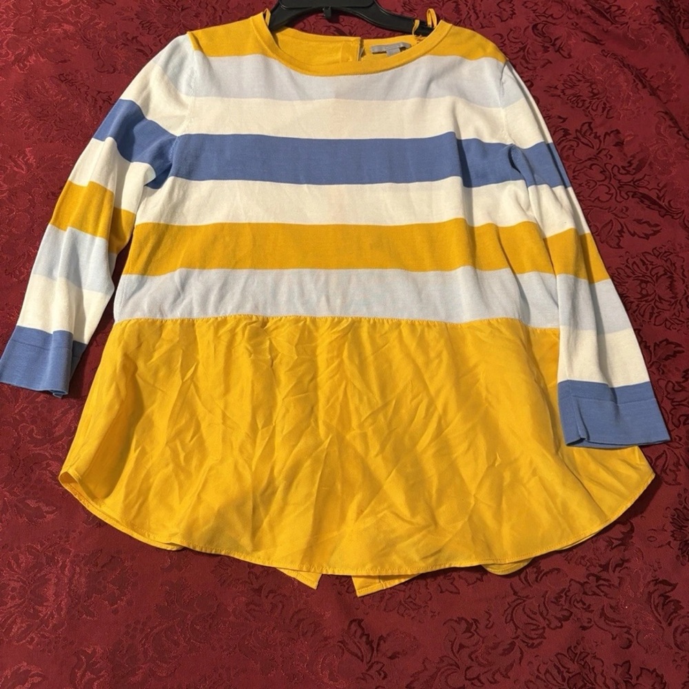 COS Yellow and Blue Striped Top